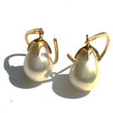 Pearl Earrings Gold Round Earrings Claw