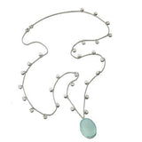 Solid Silver Necklace With Aqua Chalcedony Pendant