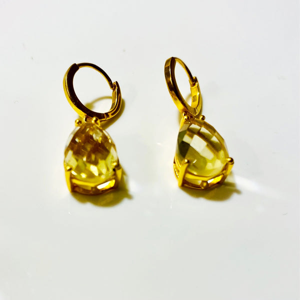 Citrine Gold Earrings Drop