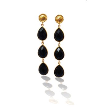 Smoky Topaz Earrings Three Teardrop Cascade Earrings