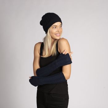 Cashmere Gloves Navy Blue Cashmere Wristwarmers
