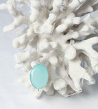 Solid Silver Necklace With Aqua Chalcedony Pendant