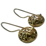 Blue Topaz Earrings Gold Earrings Pattern Cut