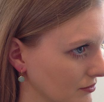 Blue Topaz Earrings Gold Earrings Pattern Cut