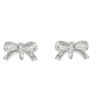 Bow Tie Earrings Diamante Silver Earrings