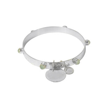 Aqua Chalcedony Solid Silver Bangle
