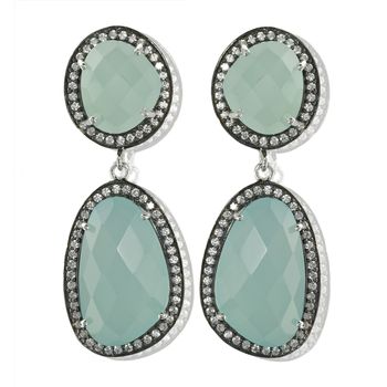 Aqua Diamante Gemstone Drop Earrings