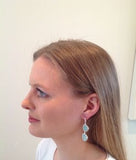 Aqua Earrings Two Stone Evening Drop Earrings