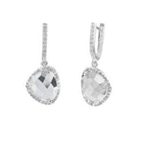 White Topaz Gemstone Earrings Diamante Drop Earrings