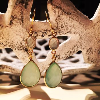 Aqua Gold Teardrop Earrings