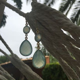 Aqua Gold Teardrop Earrings