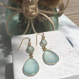 Aqua Gold Teardrop Earrings