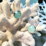 Aqua Silver Earrings Circular Pattern