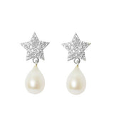 Silver Star Pearl Earring