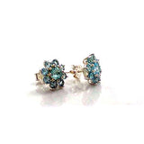Blue Topaz Flower Silver Earrings
