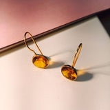 Citrine Gemstone Gold Earrings Gift For Her