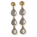 White Topaz Gemstone Earrings Three Tear Drop