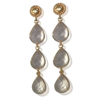White Topaz Gemstone Earrings Three Tear Drop