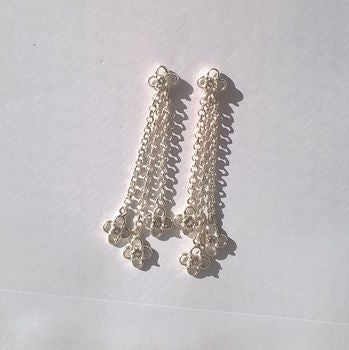 Crystal Flower Silver Drop Earrings