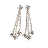 Crystal Flower Silver Drop Earrings