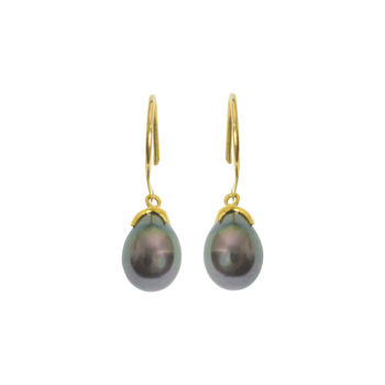 Black Pearl Earrings Gold Claw