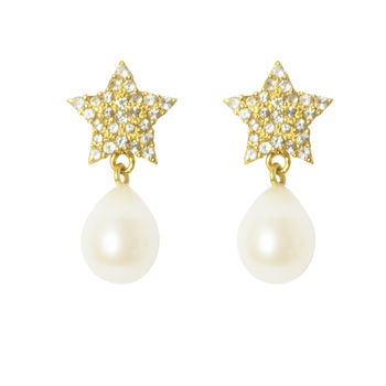Pearl Earrings Gold Star Gifts For Her