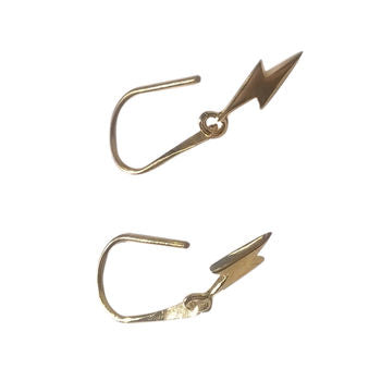 Gold Thunderbolt Drop Earrings