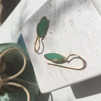 Green Chalcedony Drop Earrings