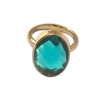 Green Gemstone Oval Ring