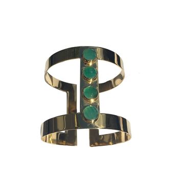 Gold Cuff With Emerald Green Stones