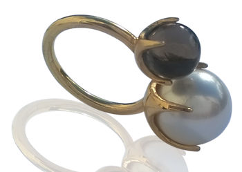 Pearl And Smoky Topaz Gold Ring
