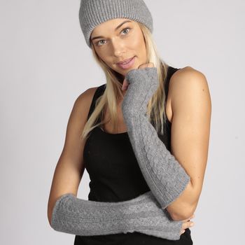 Cashmere Gloves Dark Grey Wristwarmer Gloves