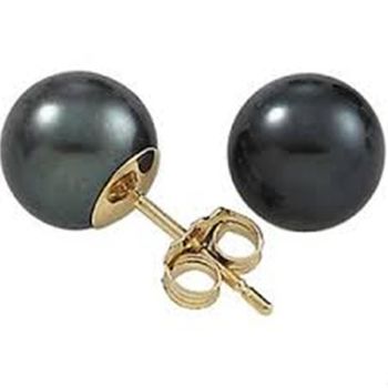 Pearl Earrings Black Pearls Gold