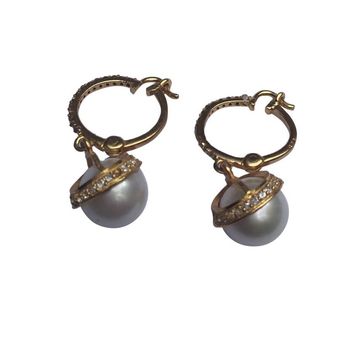 Pearl Earrings Circular Drop Earrings