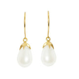 Pearl Earrings Gold Round Earrings Claw