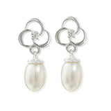 Pearl Earrings Silver Three Rings Of Love Pearl Drop