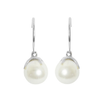 Pearl Earrings Silver Circular Claw Earrings
