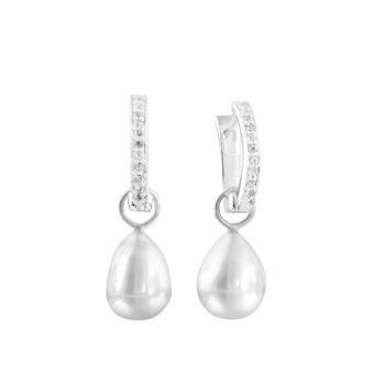 Pearl Earrings With Silver Diamante Drop