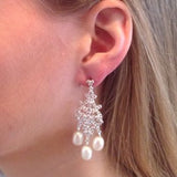 Pearl Earrings With White Topaz Crystal Earrings