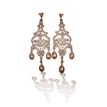 Pearl Earrings With White Topaz Crystal Earrings