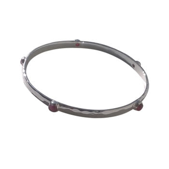 Genuine Ruby Stone Silver Bangle