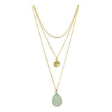 Aqua Chalcedony Gold Necklace Three Layers