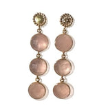 Rose Quartz Three Circular Drop Earrings