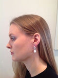 Pearl Earrings Diamante Hoop Drop Earrings
