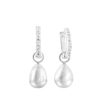Pearl Earrings Diamante Hoop Drop Earrings