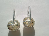 Pearl Earrings Silver Circular Pattern