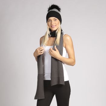 Cashmere Grey Cashmere Scarf Striped
