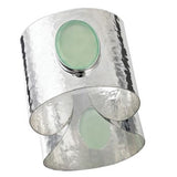 Solid Silver Aqua Chalcedony Cuff