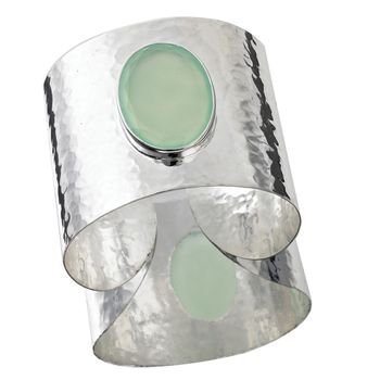 Solid Silver Aqua Chalcedony Cuff