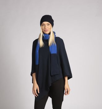 Cashmere Poncho Navy Blue Cashmere Poncho